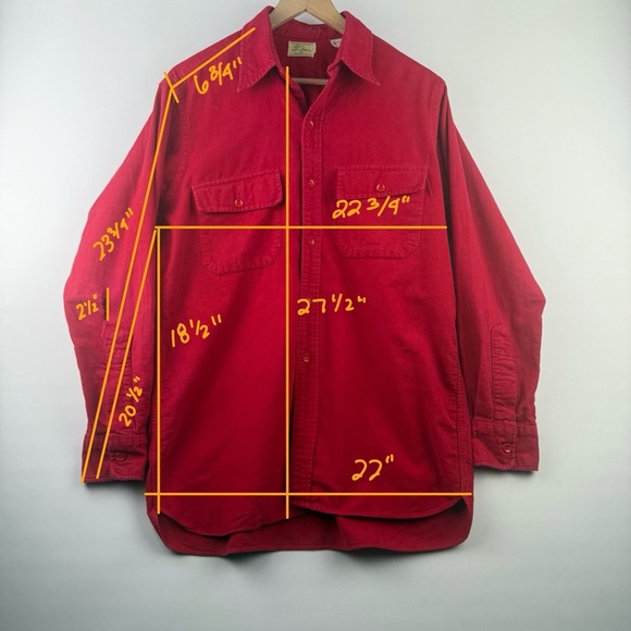 Vintage L.L. Bean Red 100% Cotton Shirt – Men’s Large - Picture 5 of 5